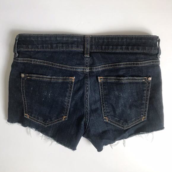 Pilcro and the Letterpress Jean Shorts Dark Wash Denim Cutoffs Raw Hem Size 25 - Picture 2 of 4